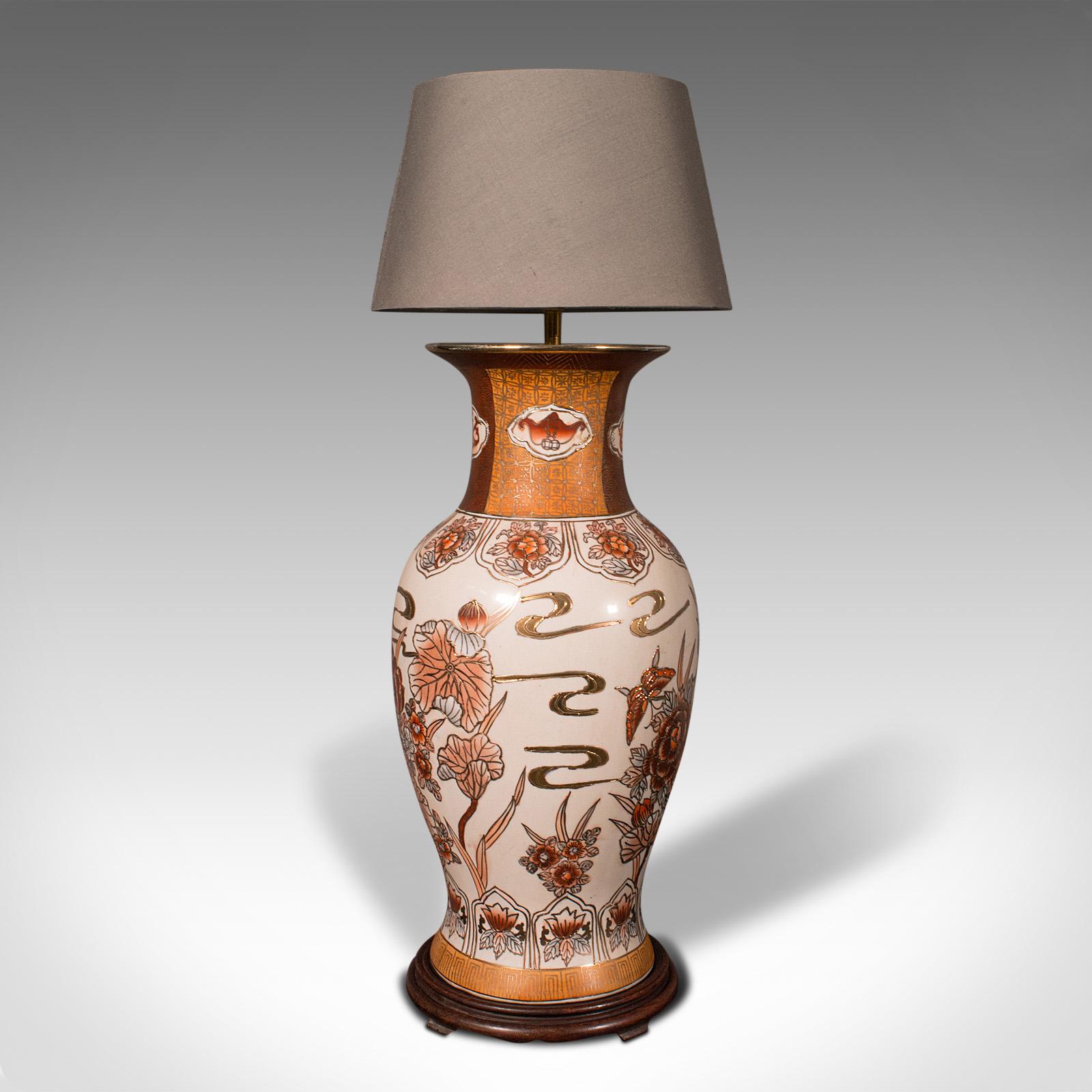 20th Century Pair of Vintage Table Lamps, Chinese, Ceramic, Decorative Light, Art Deco, 1940 For Sale