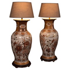 Pair of Vintage Table Lamps, Chinese, Ceramic, Decorative Light, Art Deco, 1940