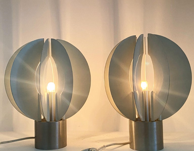 Pair of Vintage Metal Table Lamps from Italy For Sale at 1stDibs