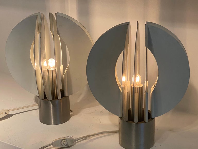Pair of Vintage Metal Table Lamps from Italy For Sale at 1stDibs