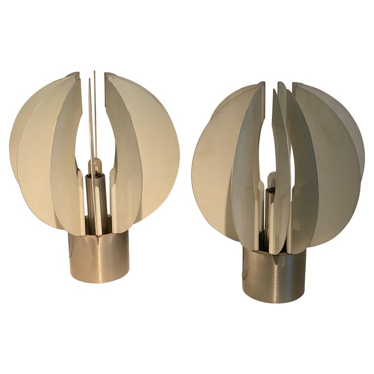 Pair of Vintage Metal Table Lamps from Italy For Sale at 1stDibs