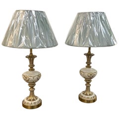 Pair of Vintage Table Lamps in a Paint and Brass Finish, Fully Re Wired