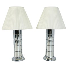 Paar Vintage-Tischlampen aus poliertem Chrom im Stil von Lorbeer-Beleuchtung