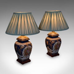 Pair Of Vintage Table Lamps, Oriental Ceramic, Accent Light, Hall, Lounge, Study