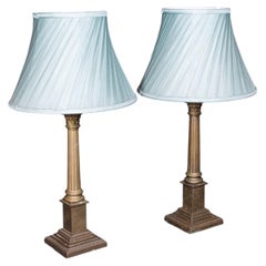 Pair of Vintage Table Lamps, Portuguese, Brass, Accent Light, Corinthian Order