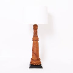 Paar Vintage-Tischlampen, umwickelt in Seil