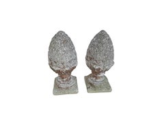 Pair of Vintage Cast Stone Pineapples
