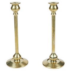 Pair of Vintage Tall Heavy Brass Candlesticks