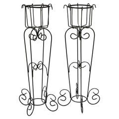 Pair of Vintage Tall Iron Plant Stands