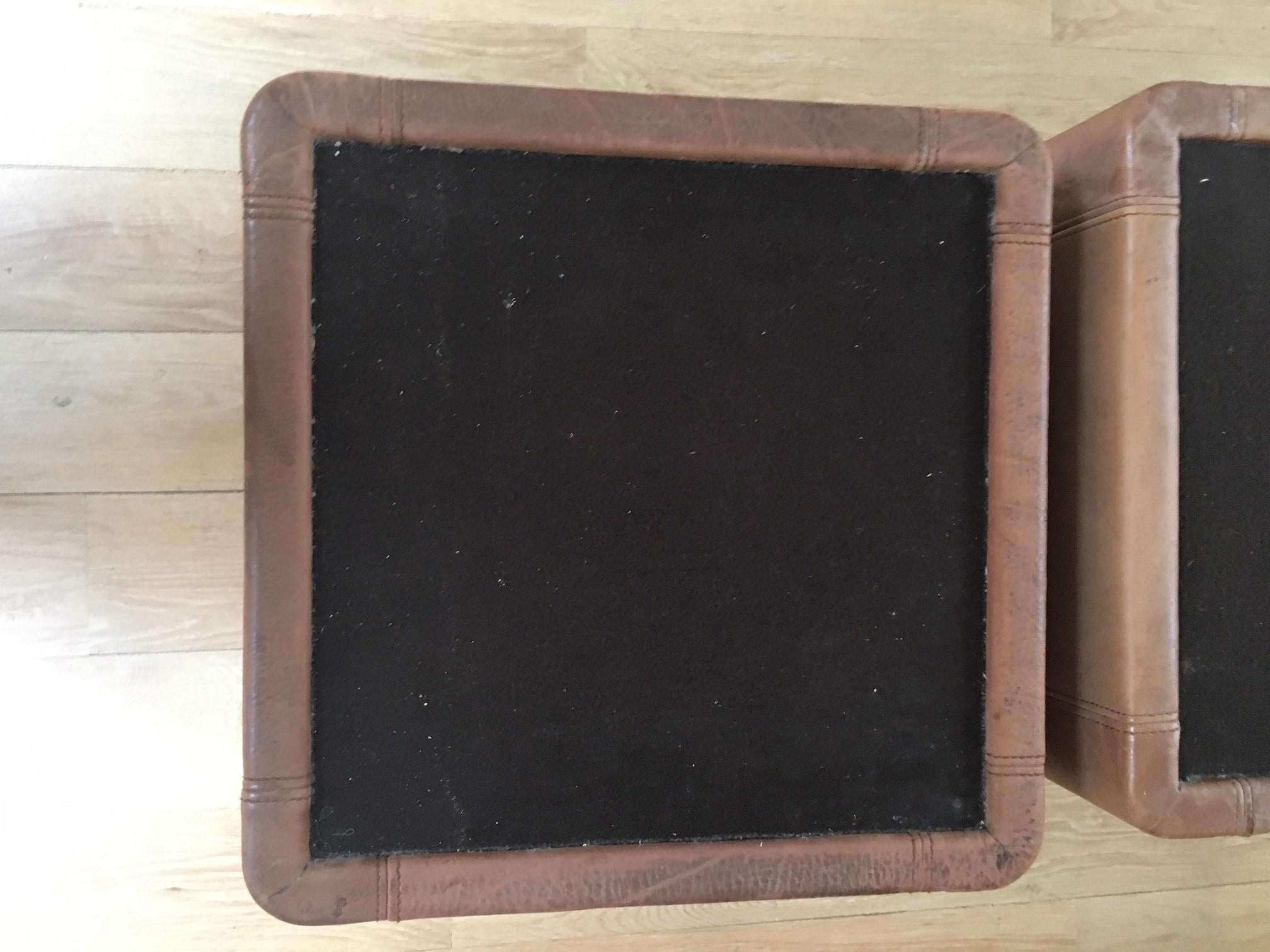 Paar braune De Sede-Beistelltische aus Leder mit Lederbezug im Vintage-Stil von De Sede im Angebot 5