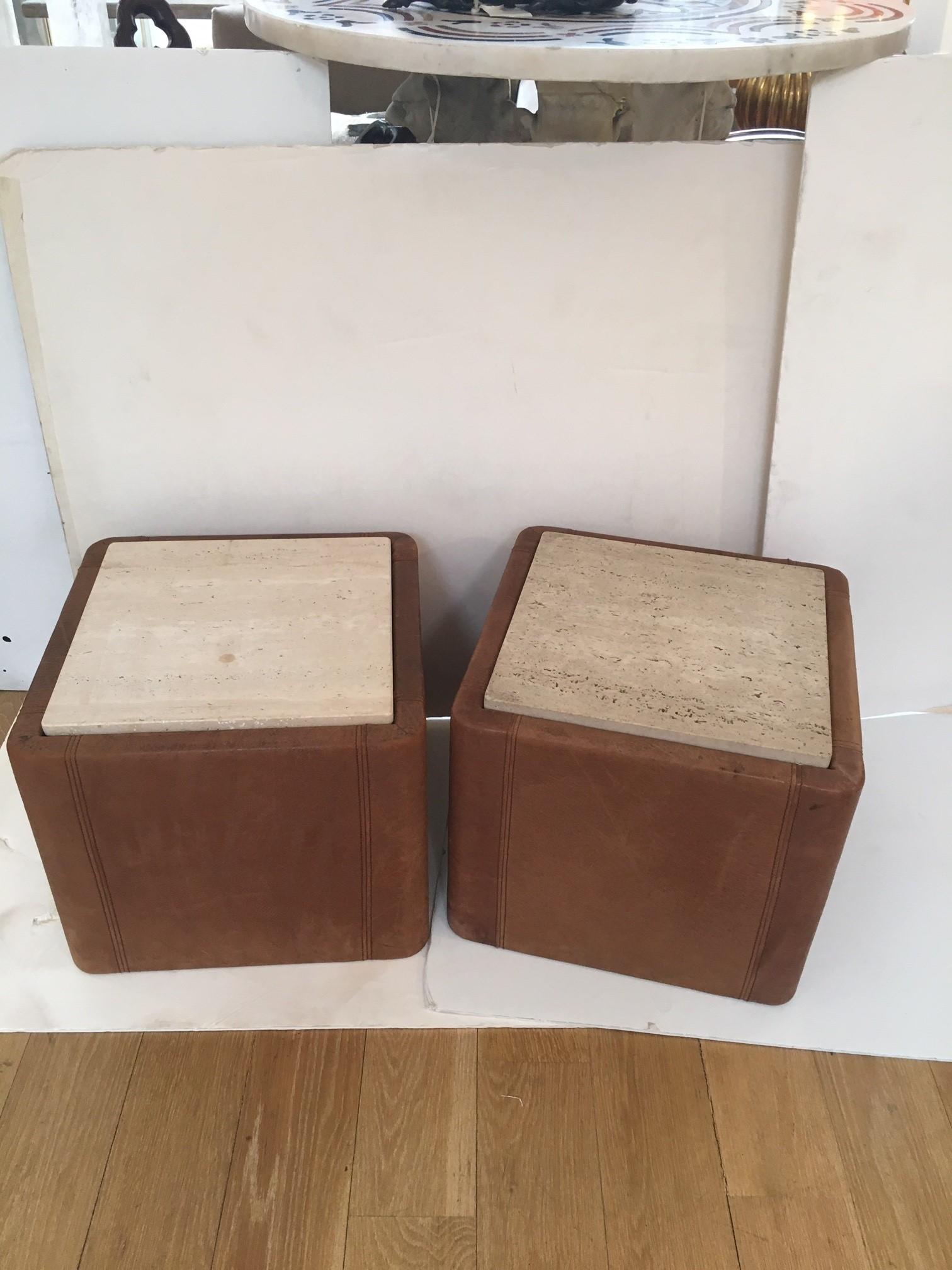 Paar braune De Sede-Beistelltische aus Leder mit Lederbezug im Vintage-Stil von De Sede im Angebot 10