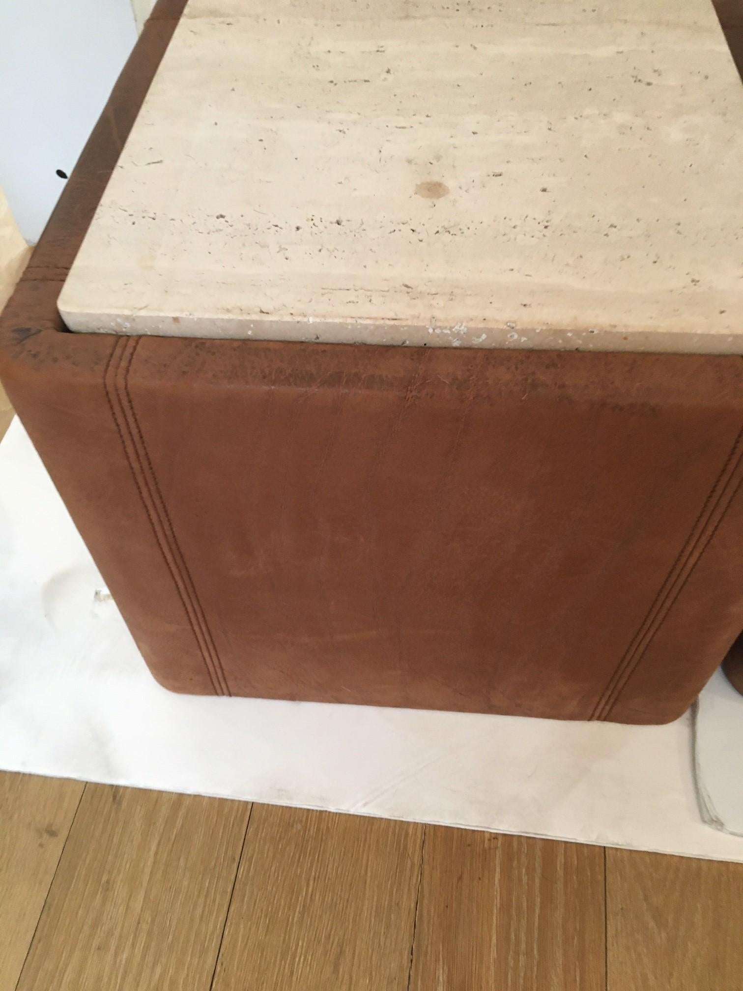 Paar braune De Sede-Beistelltische aus Leder mit Lederbezug im Vintage-Stil von De Sede im Angebot 11