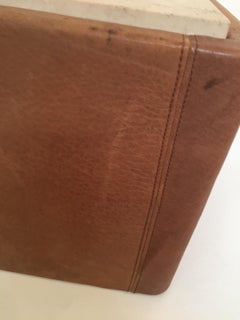 Pair of Vintage Tan De Sede Leather Bound Side Tables by De Sede