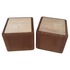 Pareja de mesas auxiliares vintage de cuero De Sede by De Sede