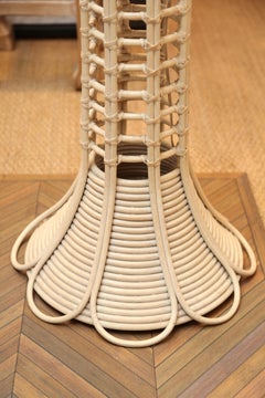 Pair of Vintage Tapered Square Pencil Bamboo Floor Lamps