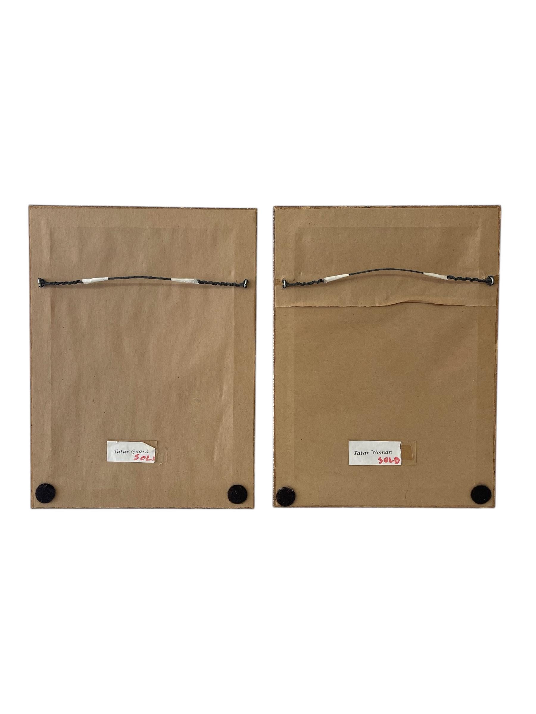 Paar Gemälde eines tatarischen Wächters und einer Frau in traditioneller Kleidung im Angebot 5