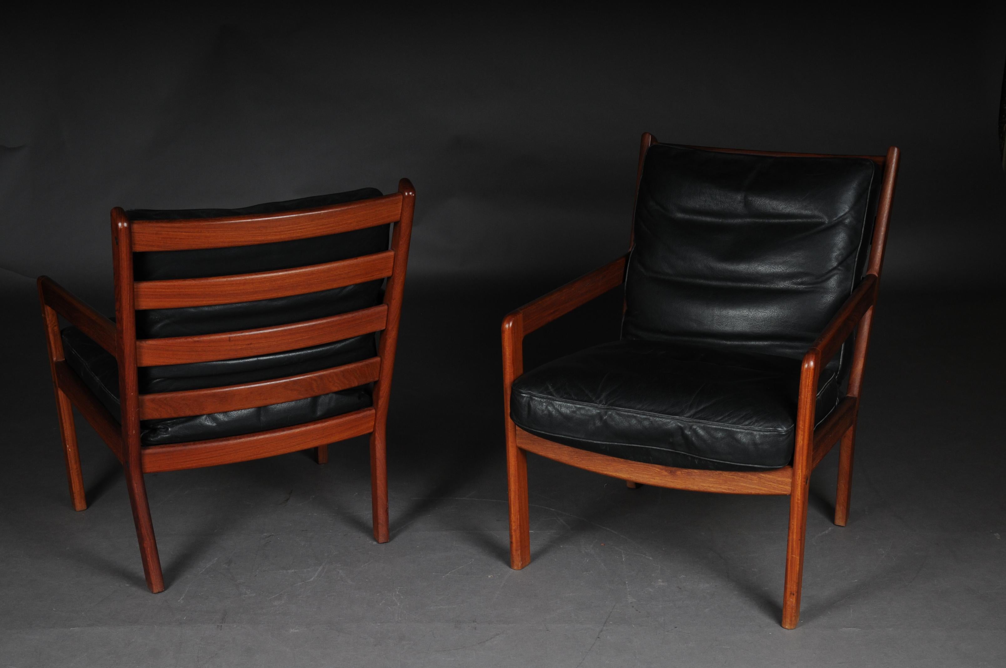 Paire de fauteuils vintage en teck, chaises, années 1960-1970, danois en vente 8