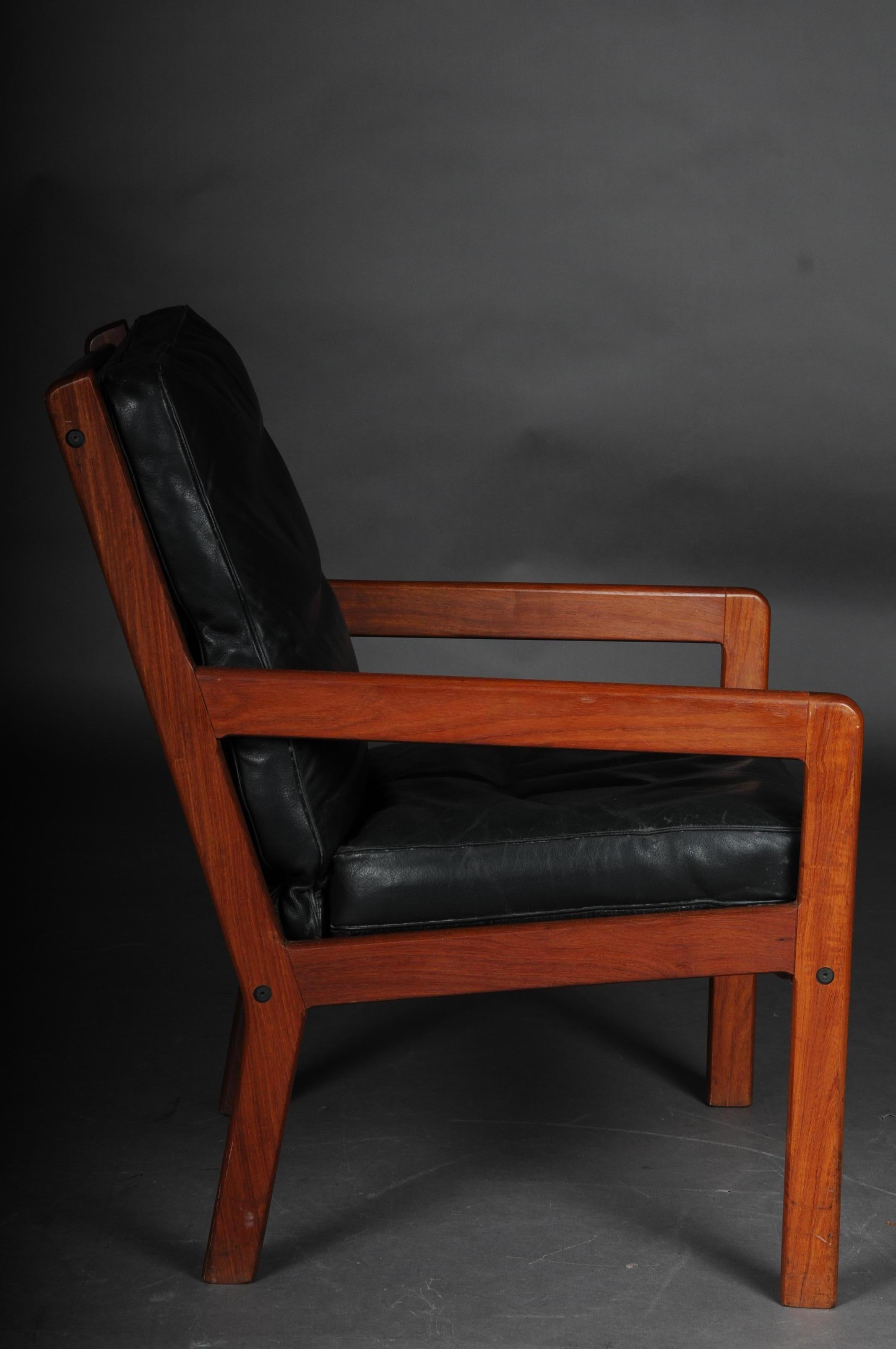 Leather Pair of Vintage Teak Armchairs, Chairs, 1960s-1970s, Danish For Sale