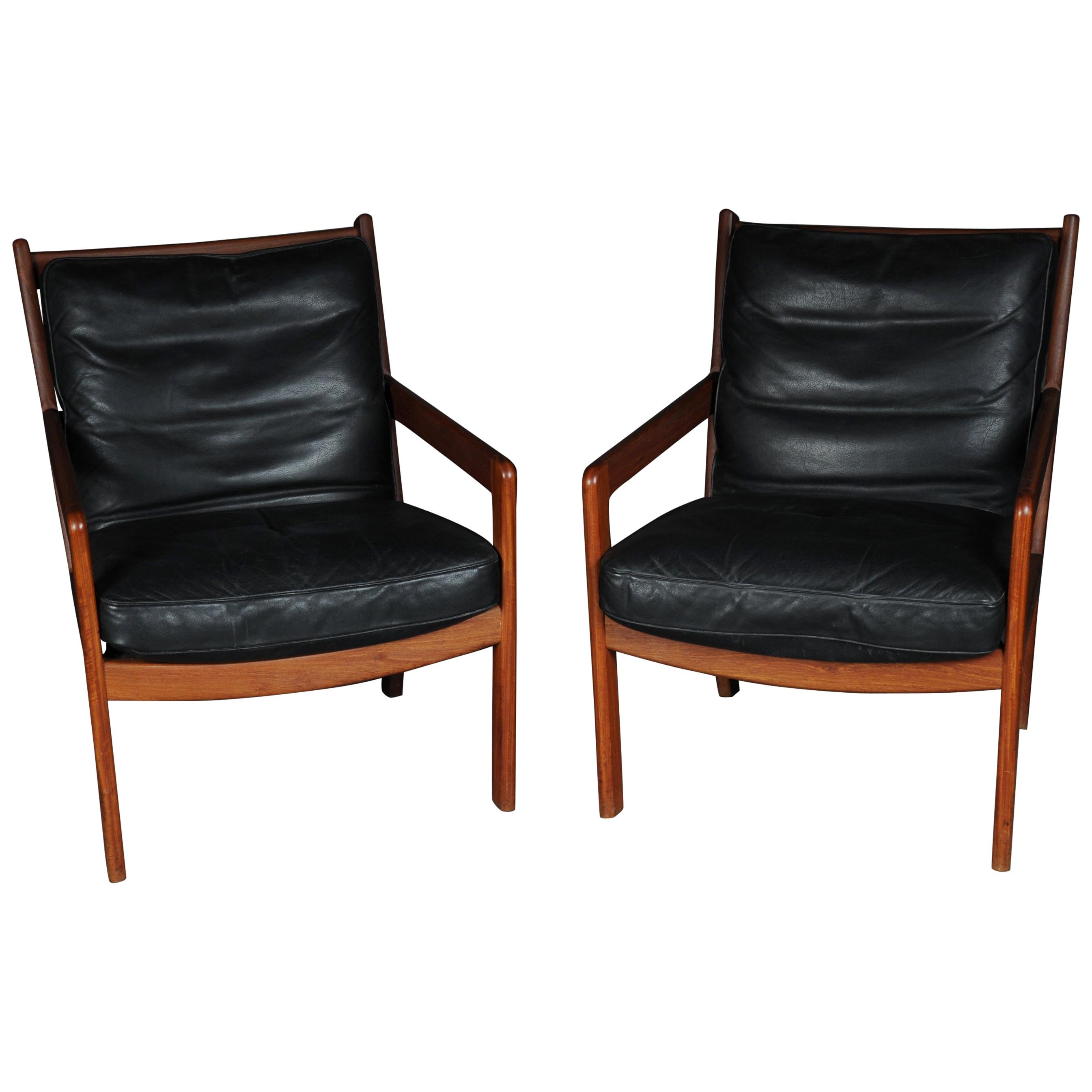 Paire de fauteuils vintage en teck, chaises, années 1960-1970, danois en vente