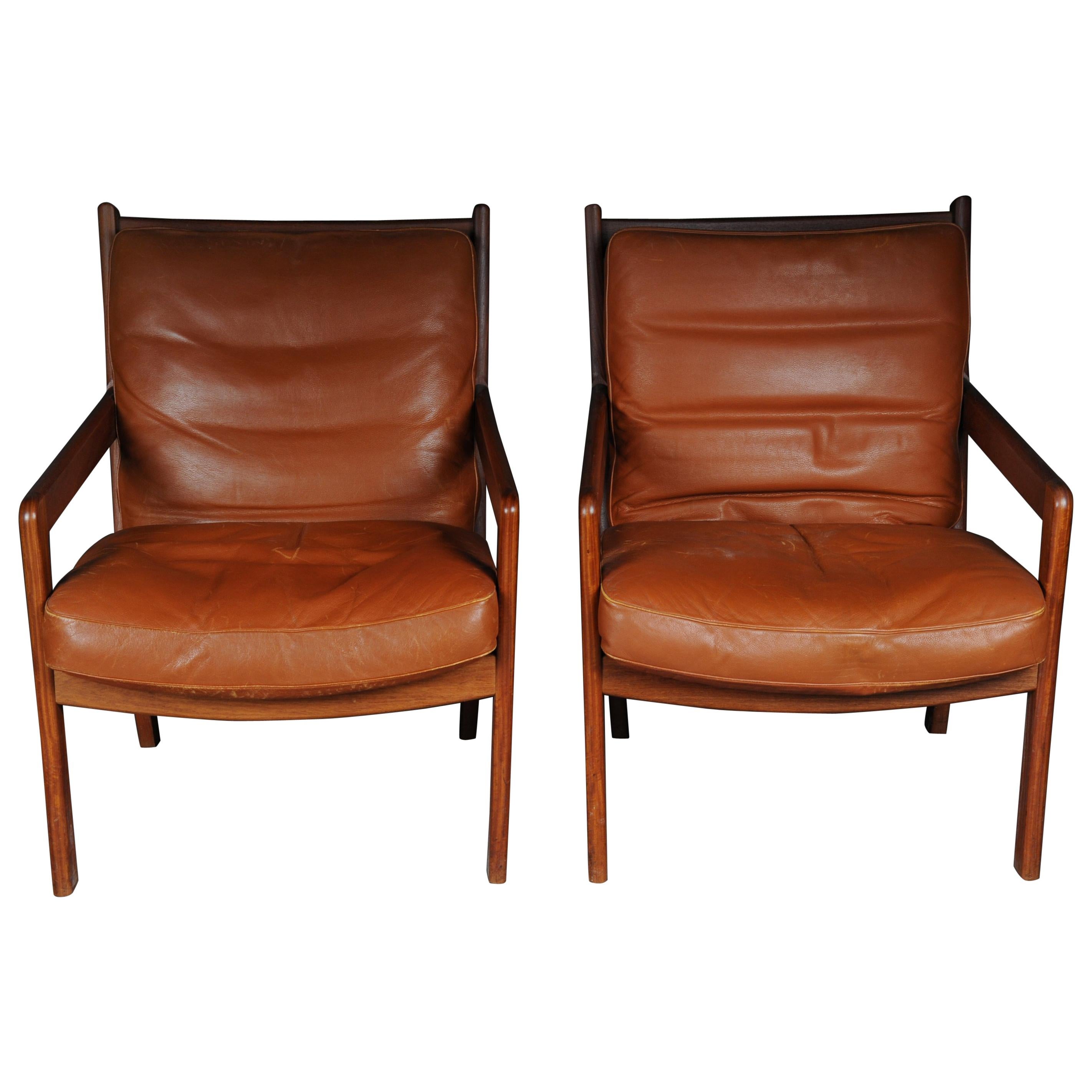 Pair of vintage teak armchairs, chairs 60s / 70s, Danish