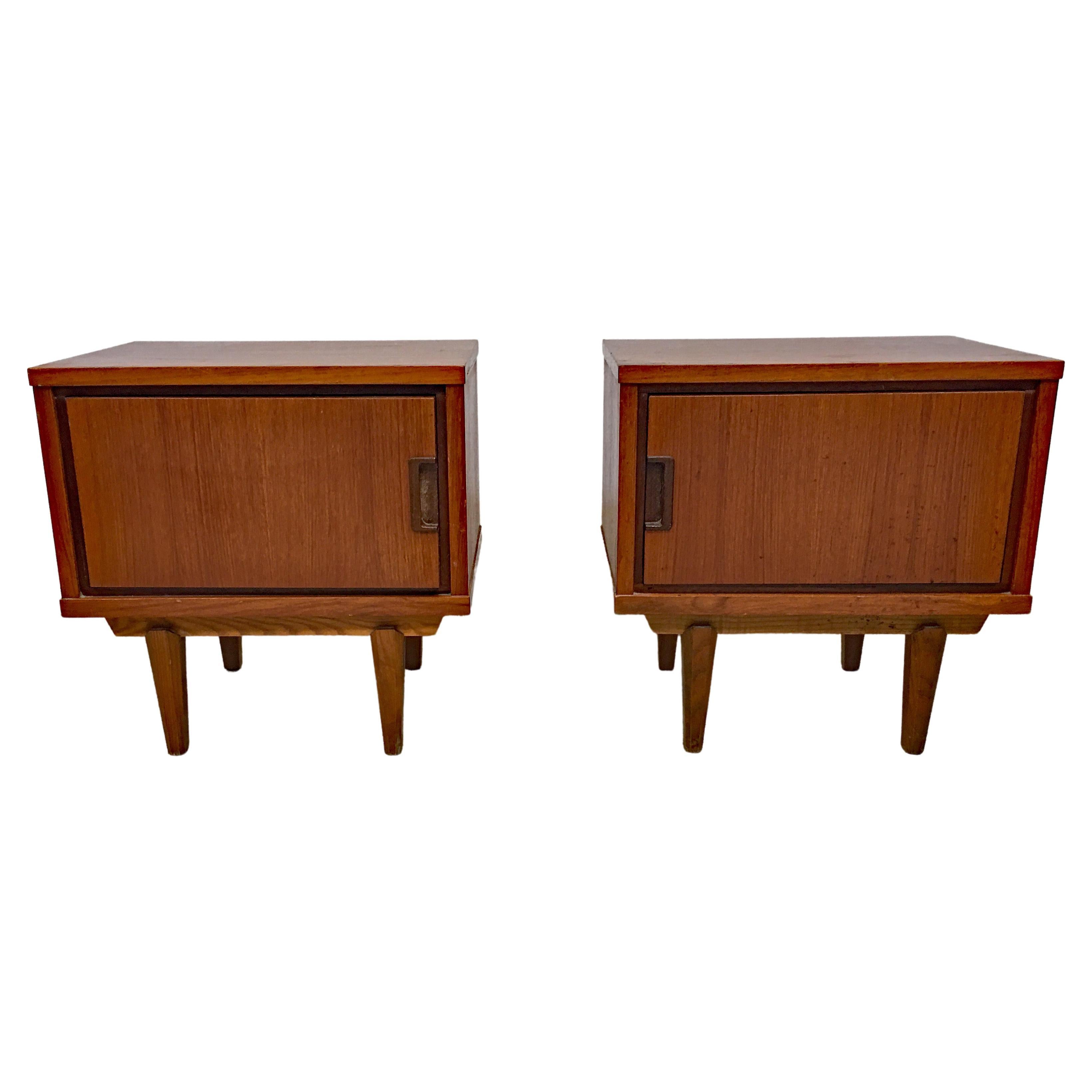 Pair of vintage teak bedside tables circa 1970.