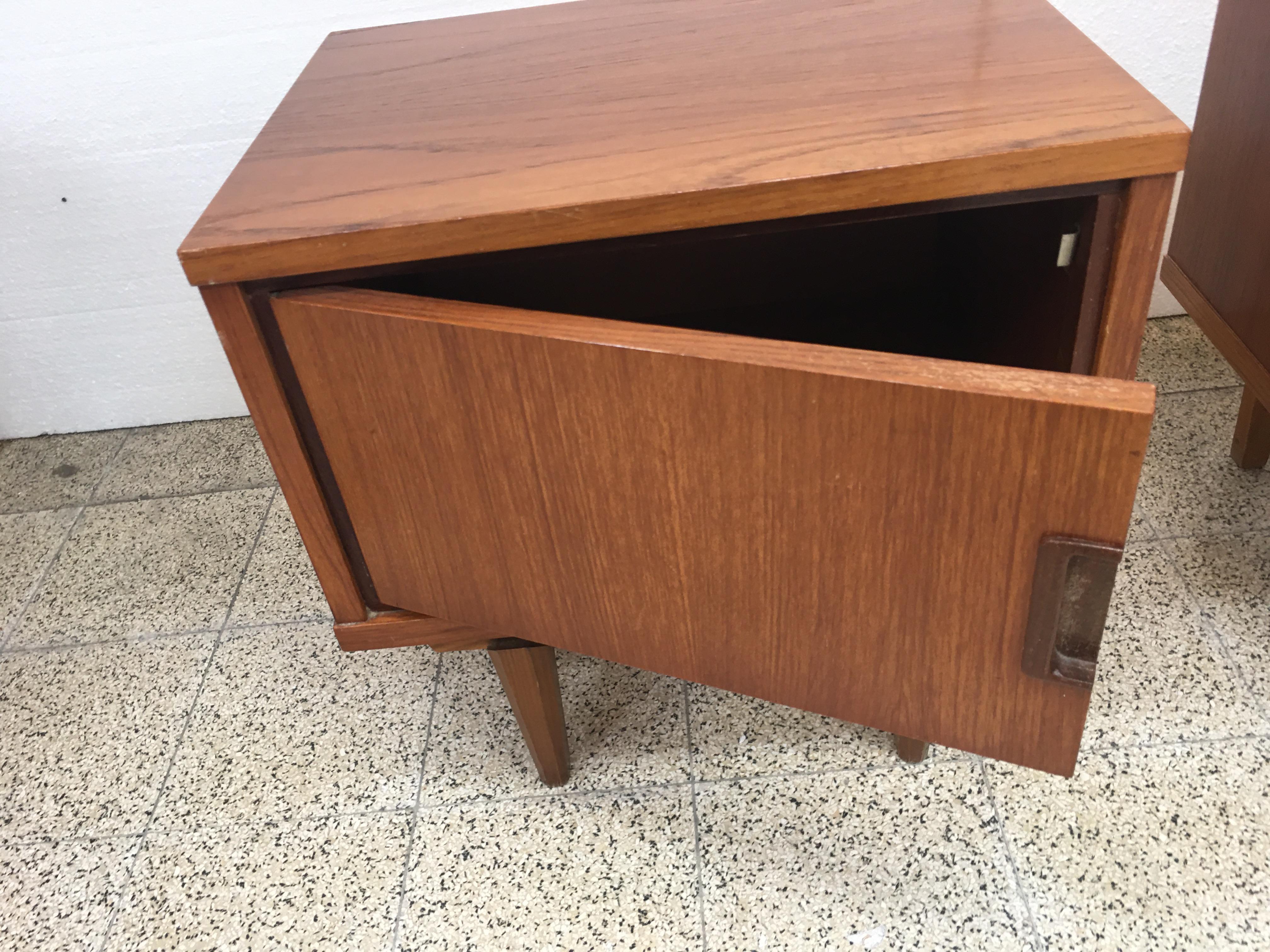 Late 20th Century Pair of Vintage Teak Bedside Tables circa 1970 For Sale