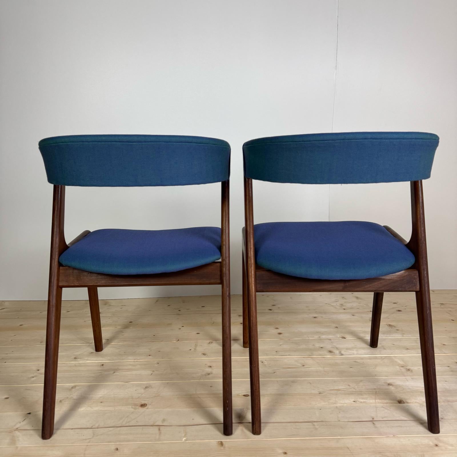 Pareja de sillas vintage de teca, Dinamarca Años 60 Chapado