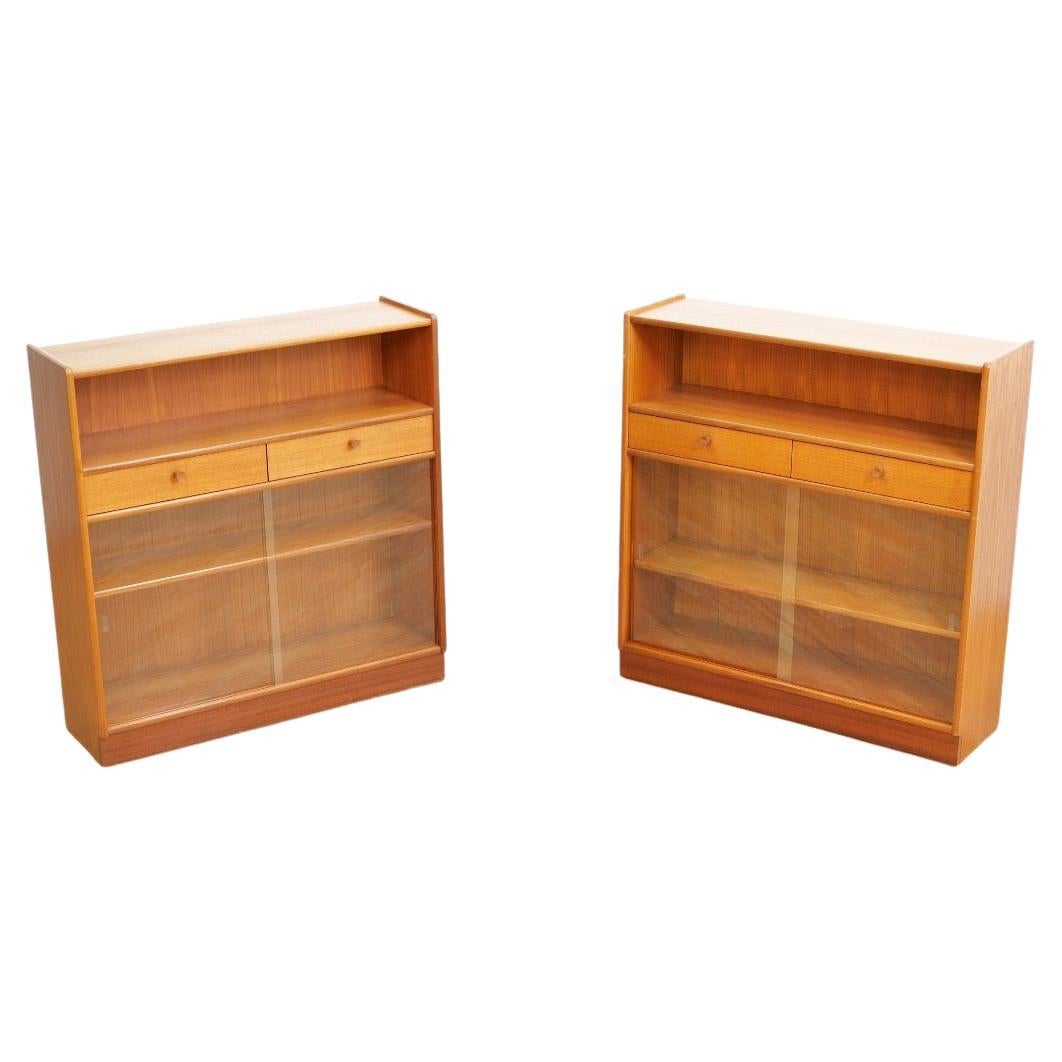 Coppia di vetrine per porcellane in teak vintage di Nathan Furniture