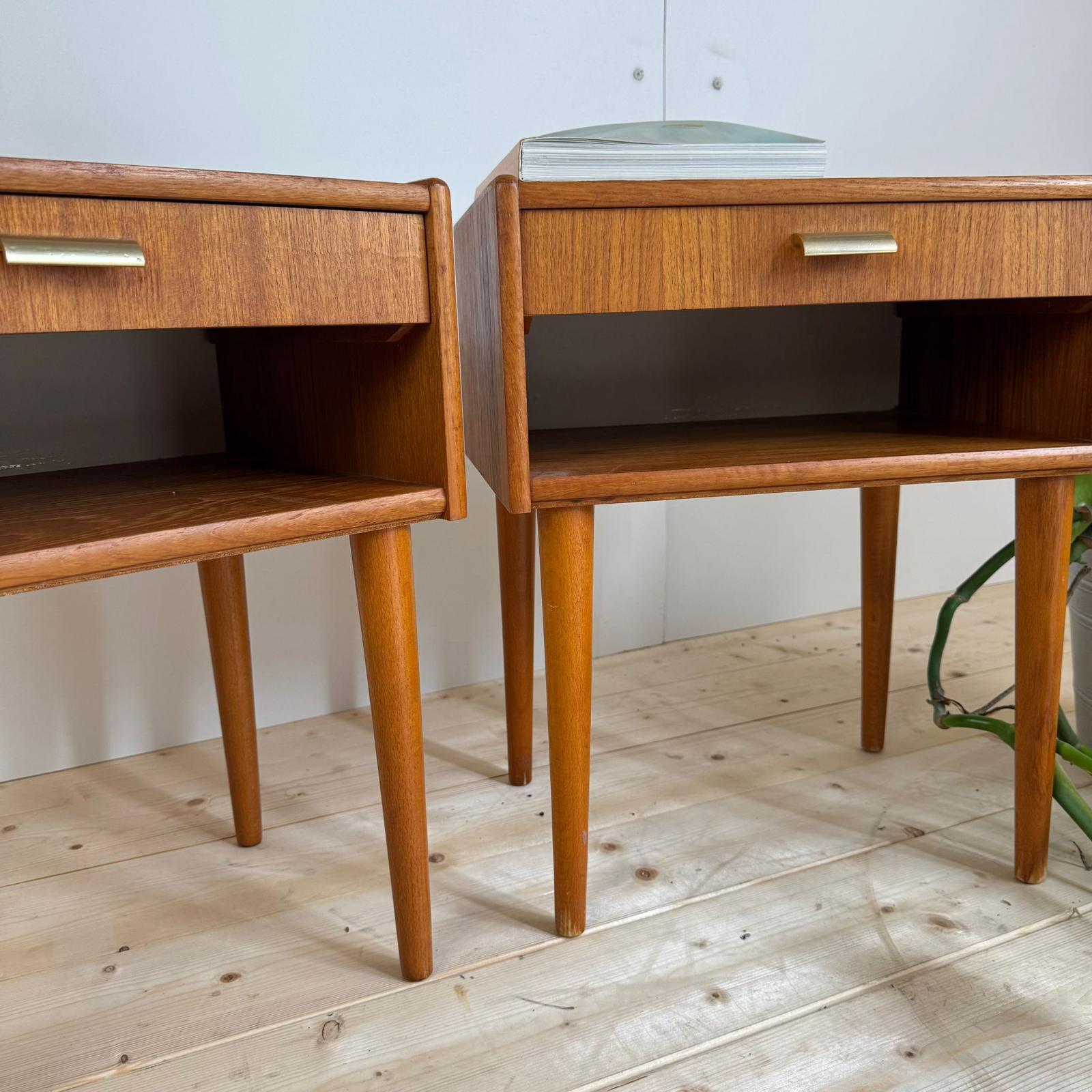 Metallo Pair of vintage teak night stands, Denmark 1960 in vendita