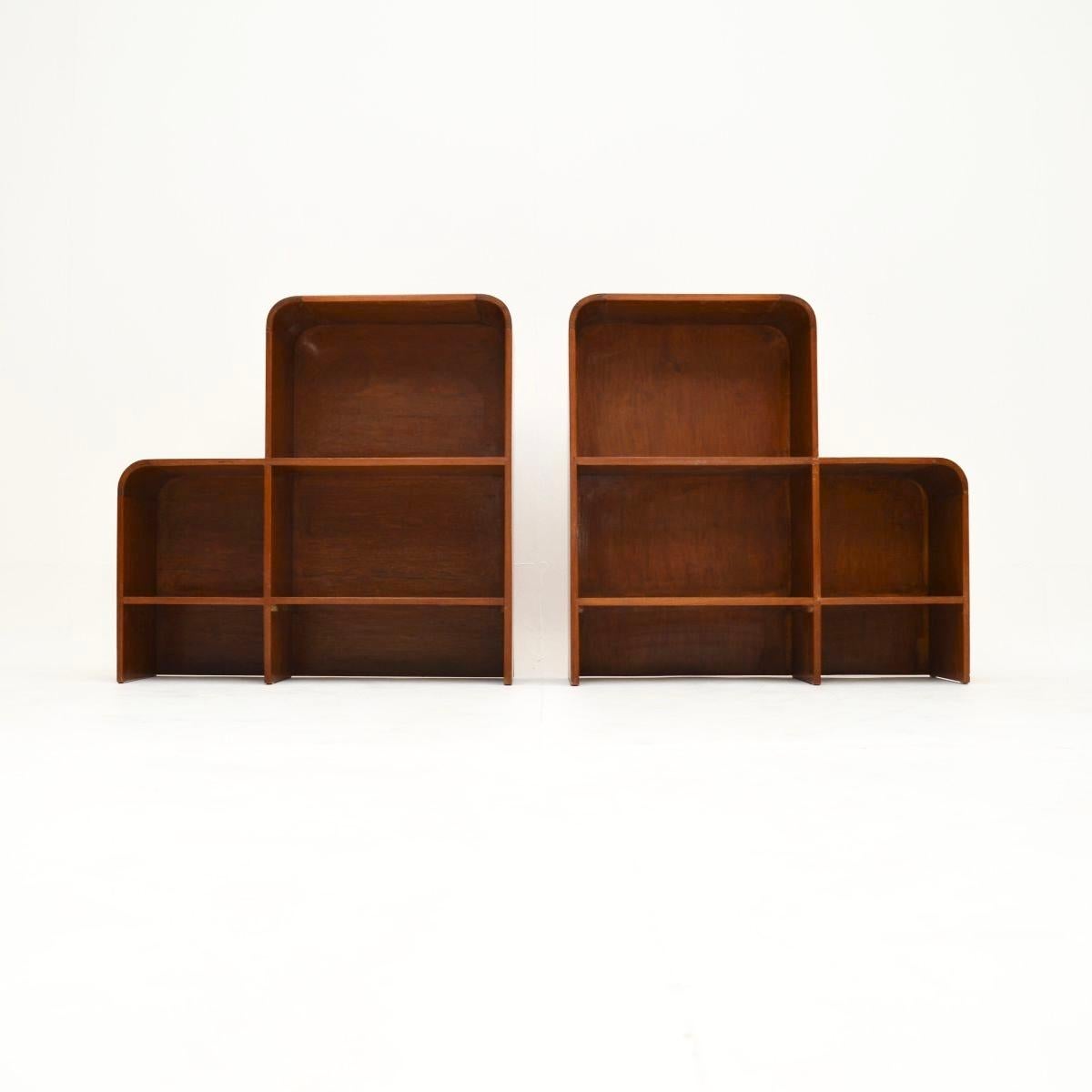 Mid-Century Modern Pair of Vintage Teak Open Bookcase Cabinets