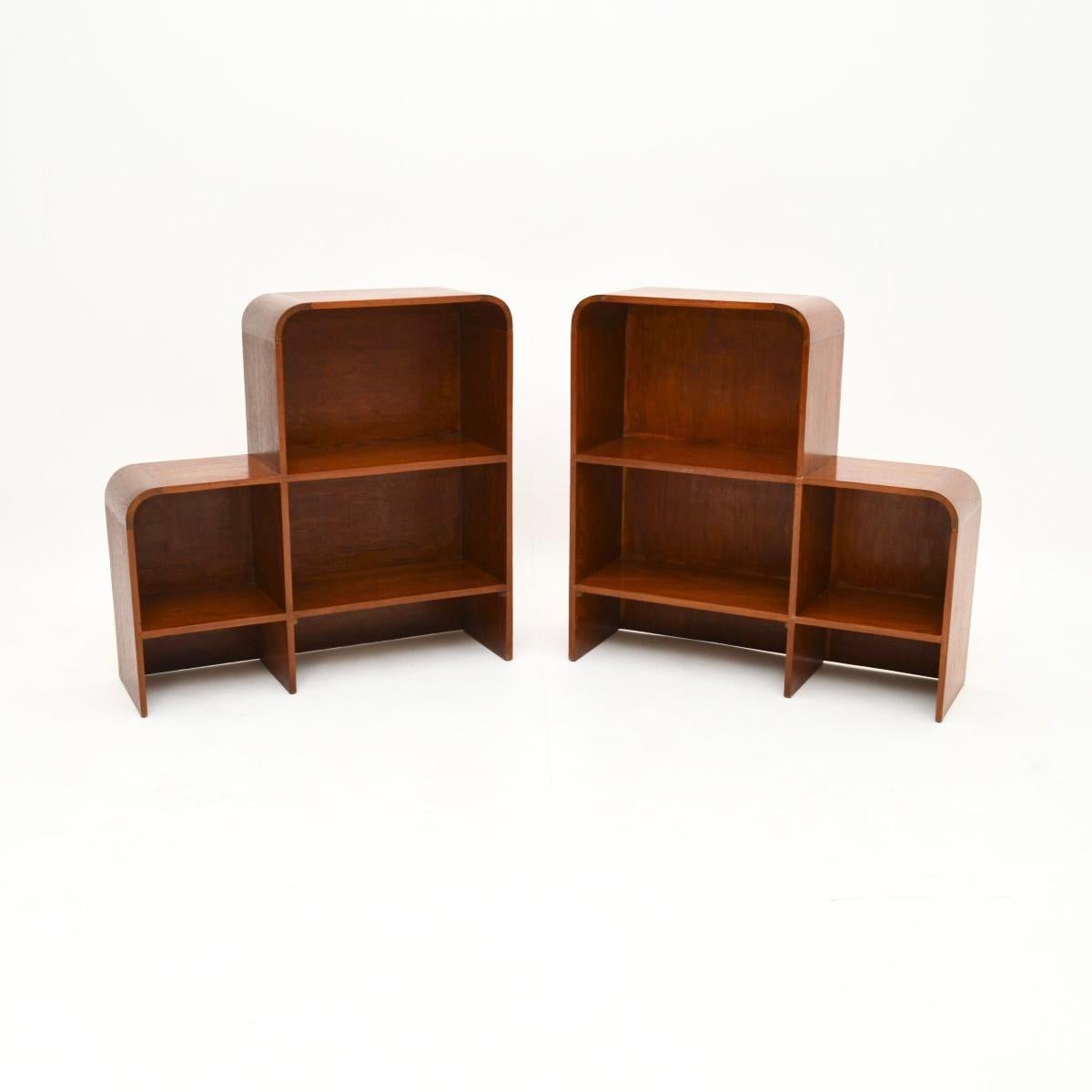 British Pair of Vintage Teak Open Bookcase Cabinets