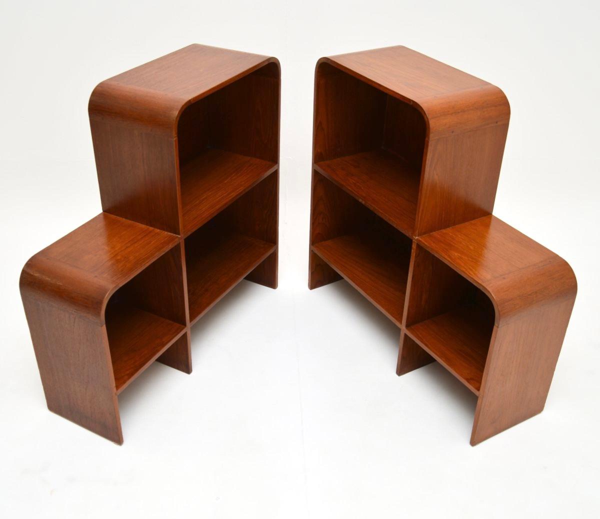 Mid-20th Century Pair of Vintage Teak Open Bookcase Cabinets