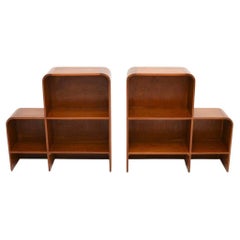 Pair of Vintage Teak Open Bookcase Cabinets
