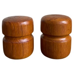 Pair of Used Teak Pepper and Salt Shakers, ca. 1960s