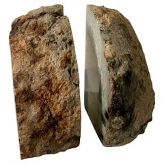 Pair of Vintage Teal Geode Bookends Beautiful Colors