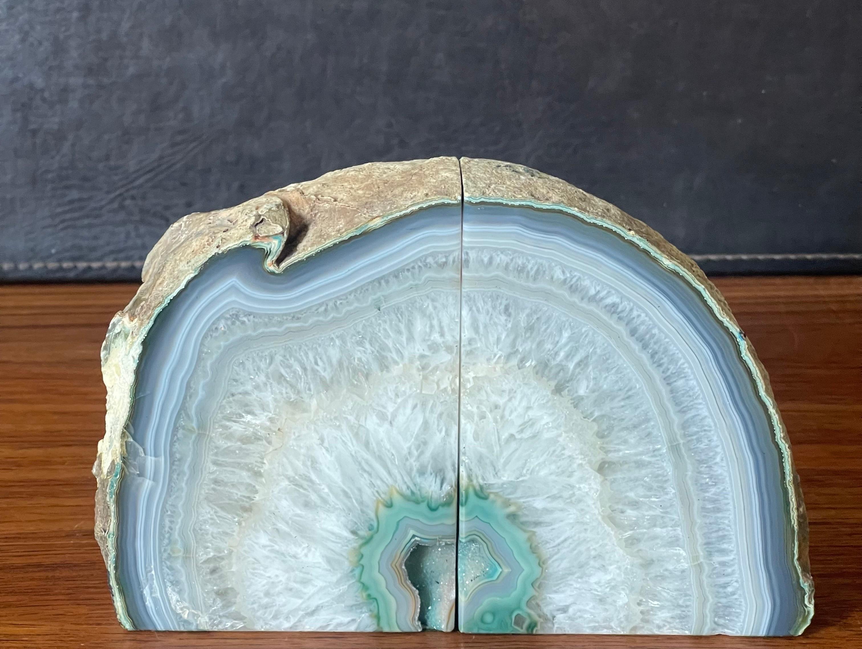 Pair of Vintage Teal Geode Bookends 3