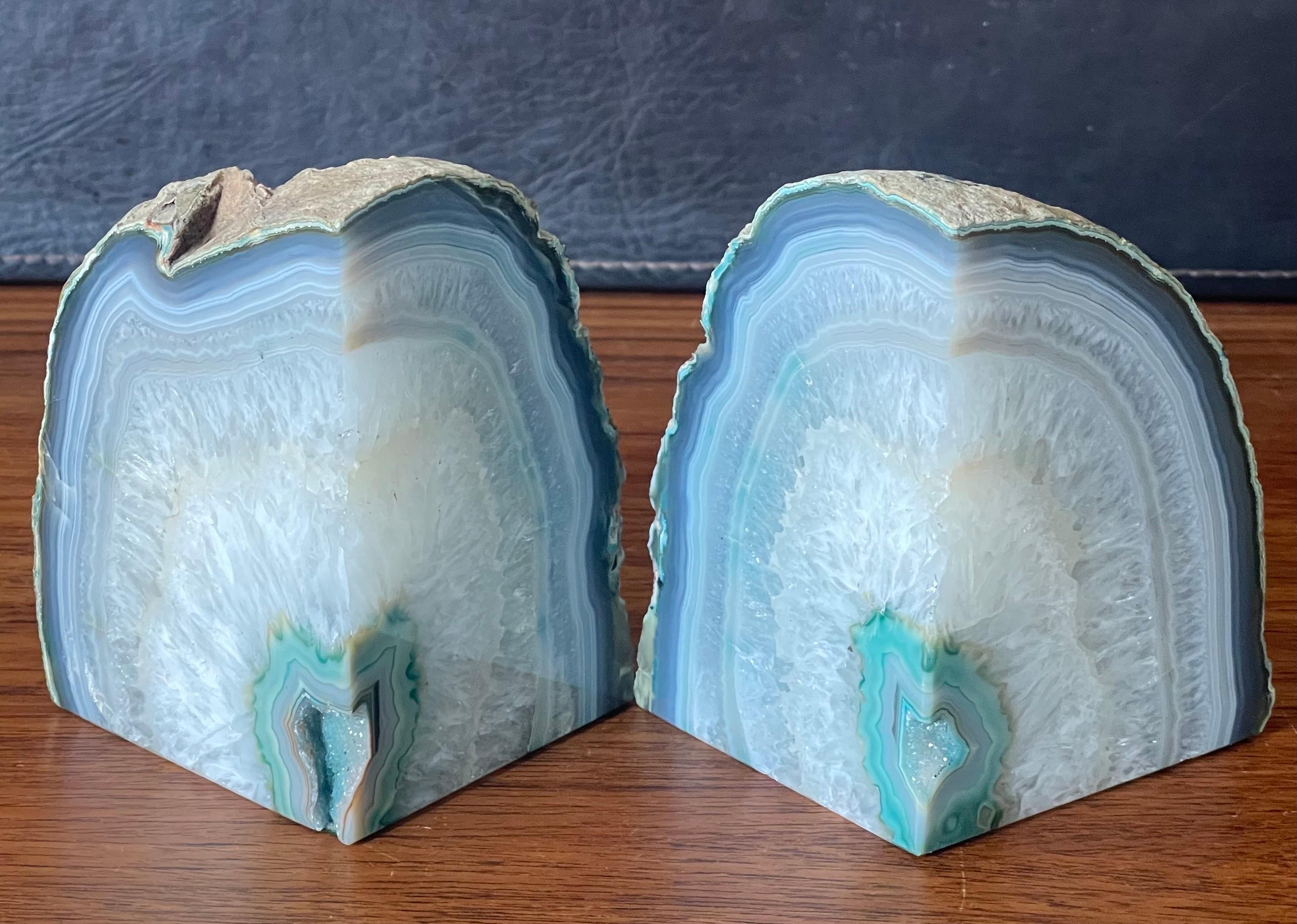 Pair of Vintage Teal Geode Bookends 4