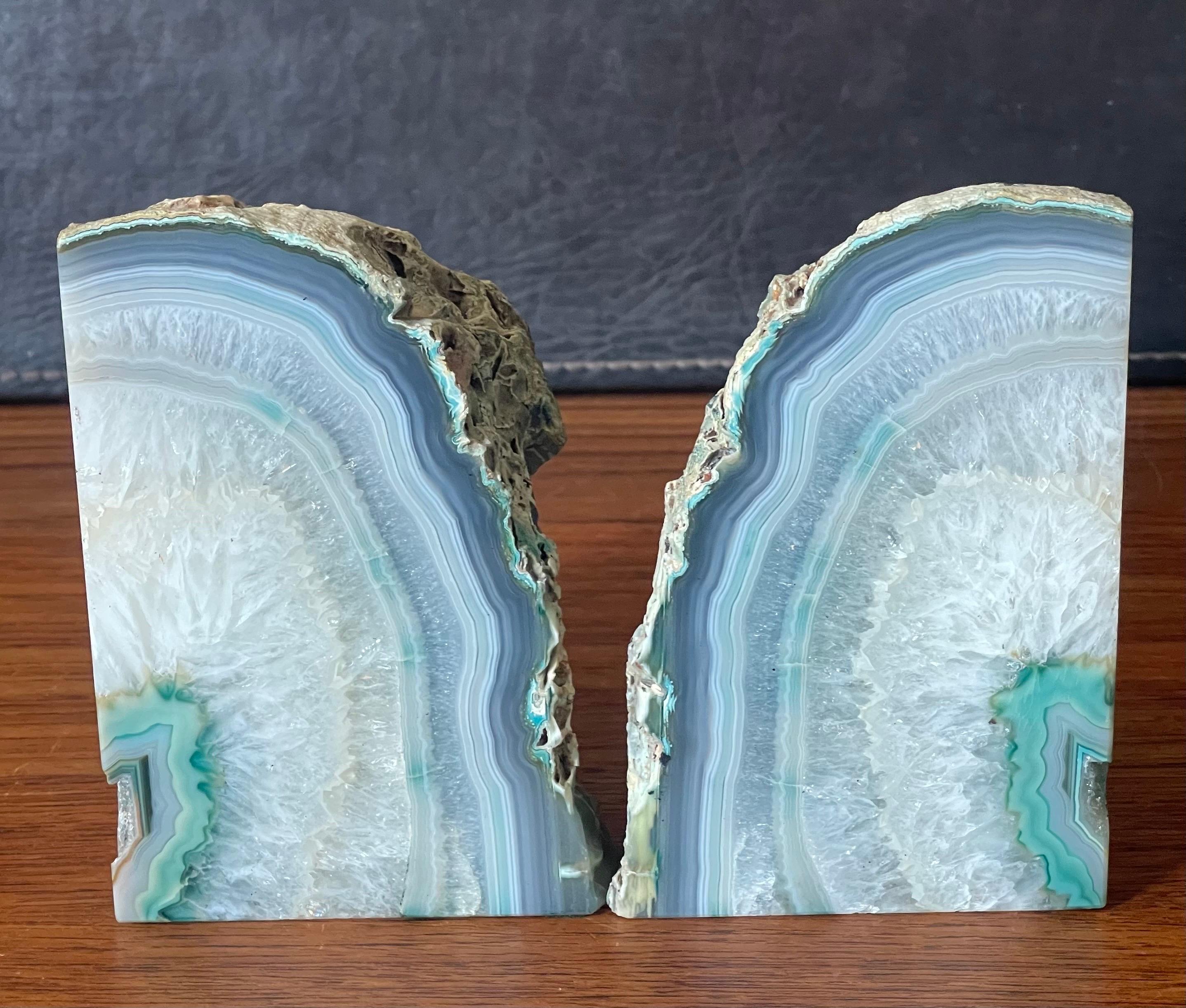 18th Century and Earlier Pair of Vintage Teal Geode Bookends