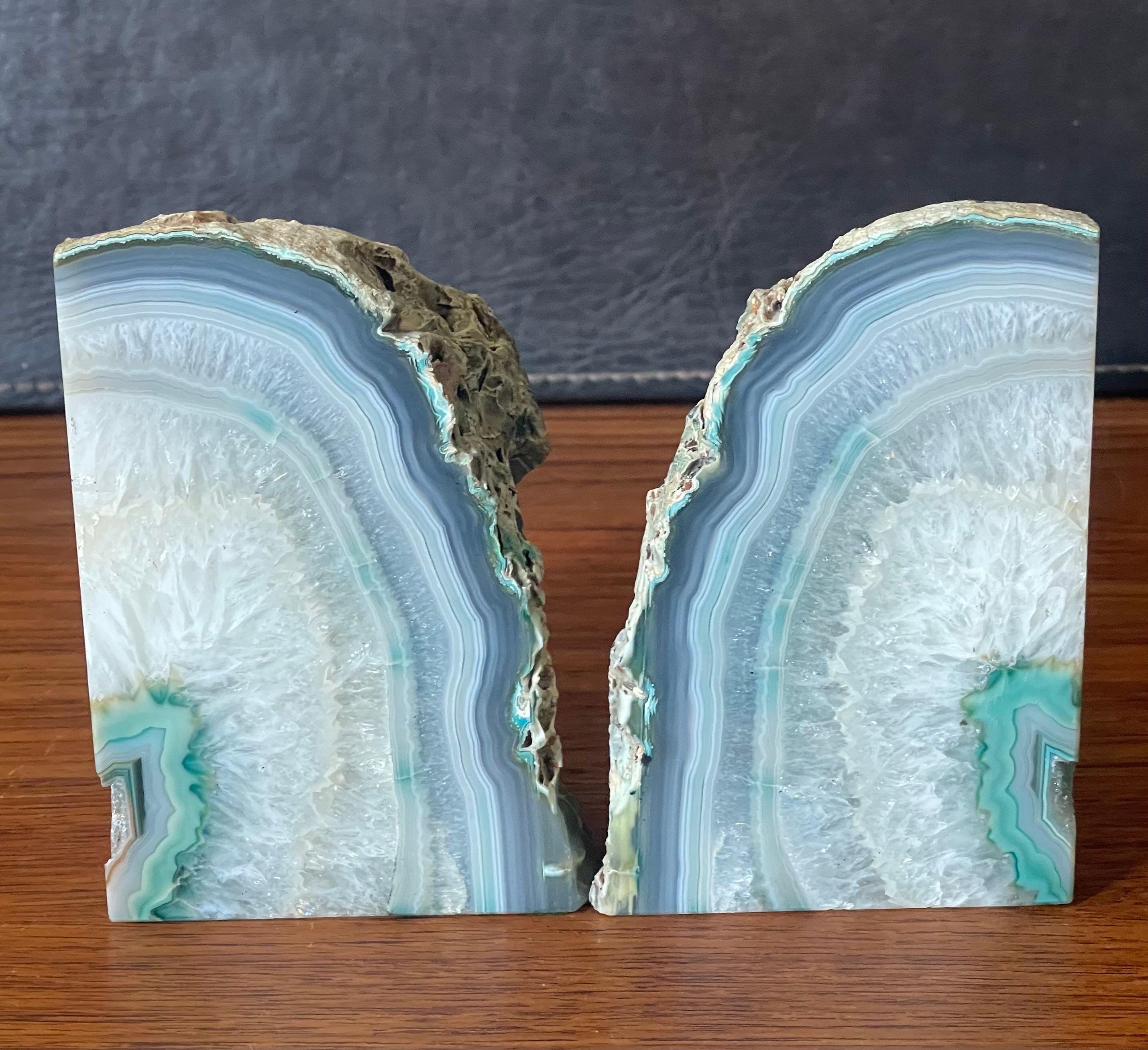 Pair of Vintage Teal Geode Bookends 2