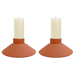 Pair of Vintage Terracotta Candle Holders
