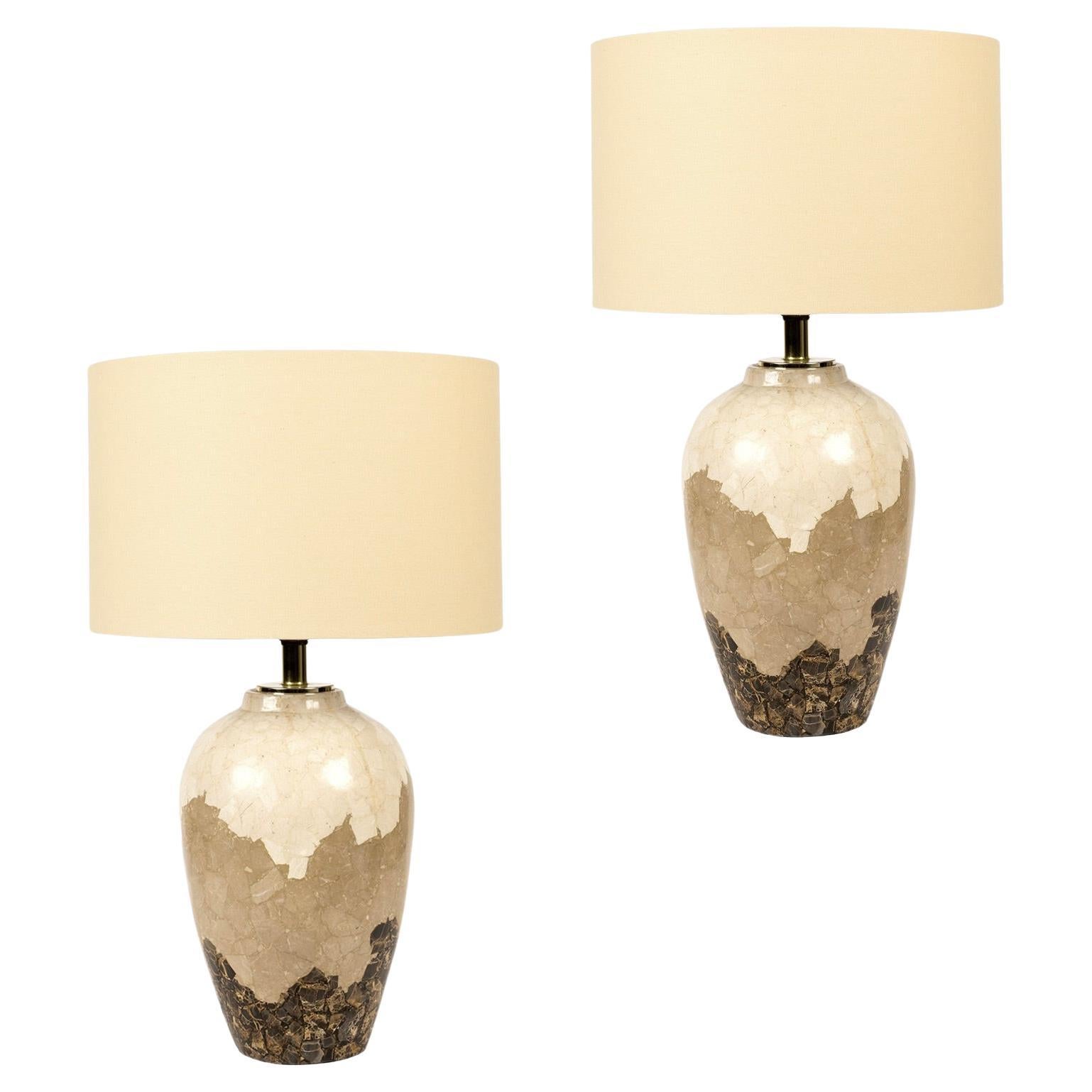 Pair of Vintage Terrazzo Marble Lamps