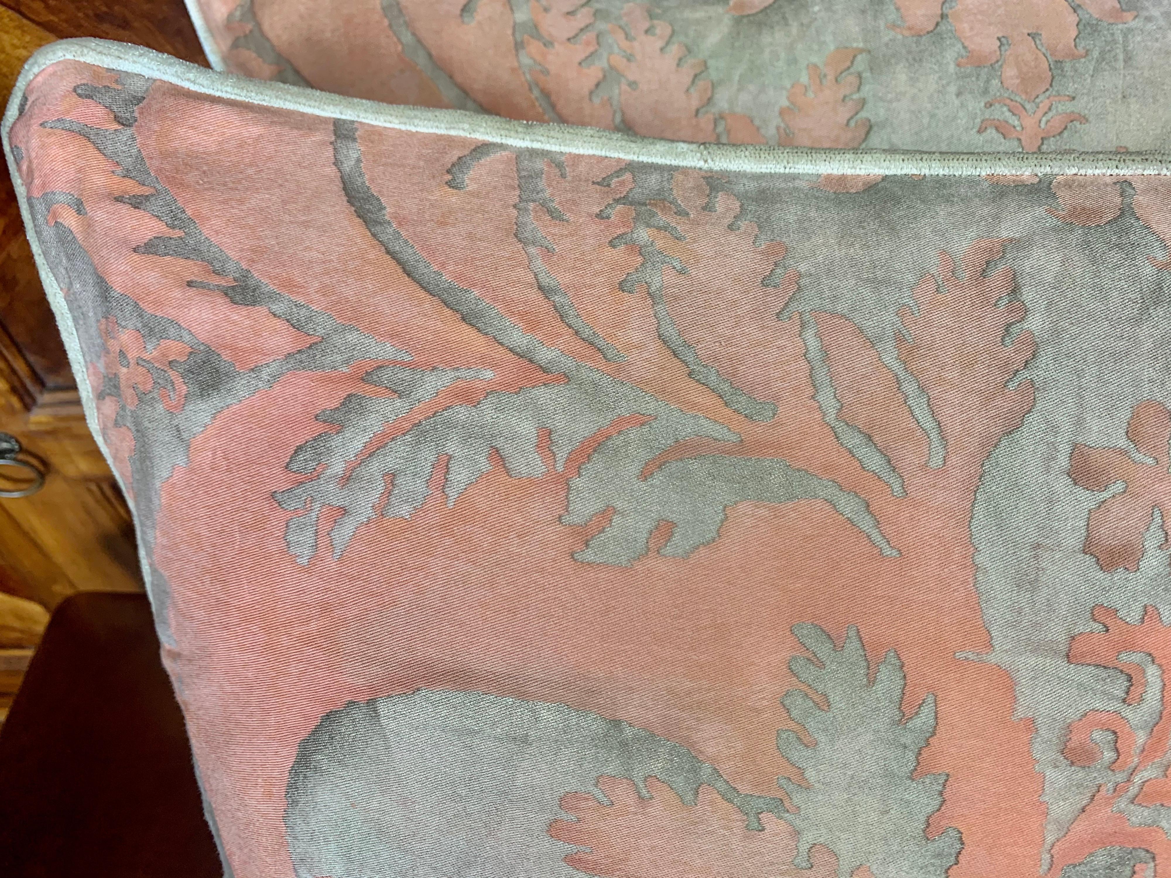 Italian Pair of Vintage Textile Fortuny Pillows