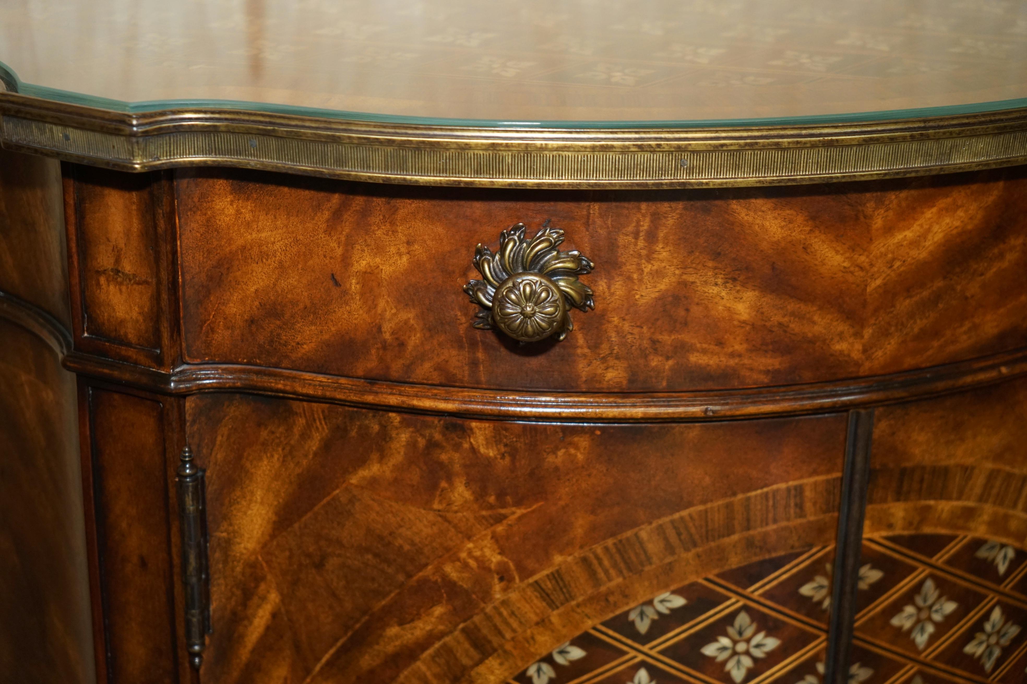 Wood PAIR OF ViNTAGE THEODORE ALEXANDER MOTHER OF PEARL DEMI LUNE SIDEBOARD CUPBOARDS For Sale