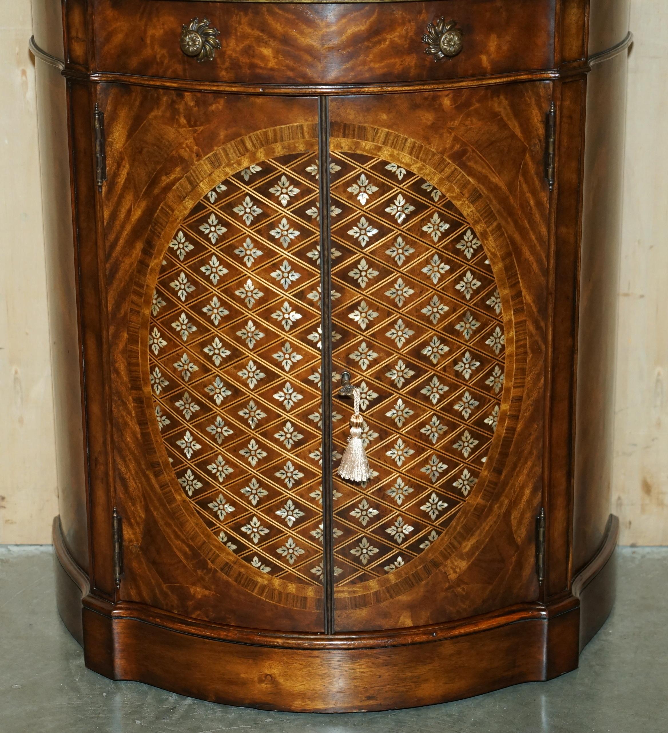 PAIR OF ViNTAGE THEODORE ALEXANDER MOTHER OF PEARL DEMI LUNE SIDEBOARD CUPBOARDS For Sale 1