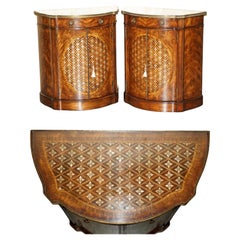 PAIR OF ViNTAGE THEODORE ALEXANDER MOTHER OF PEARL DEMI LUNE SIDEBOARD CUPBOARDS