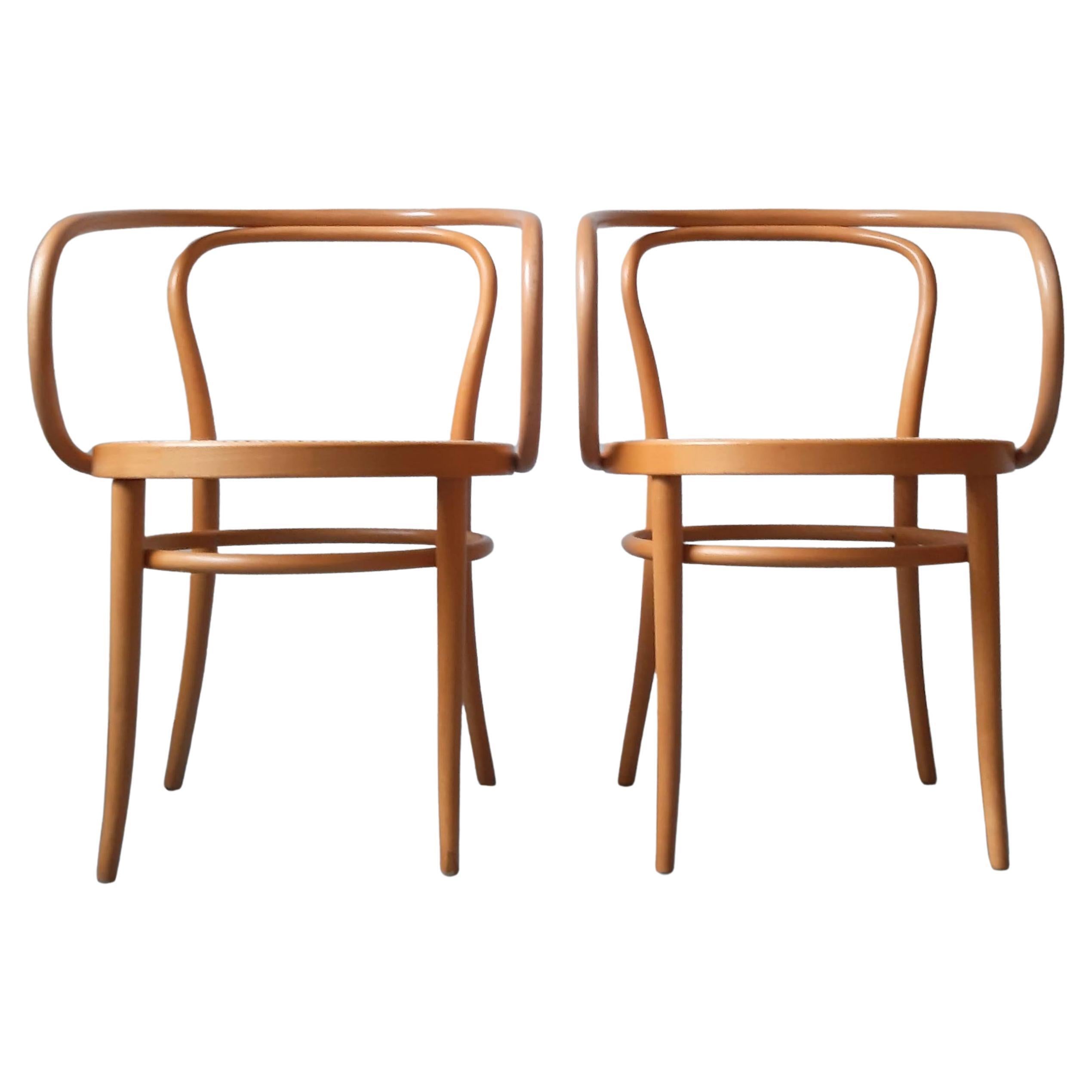 Pair of Vintage Thonet '209' Chairs Beech and Cane