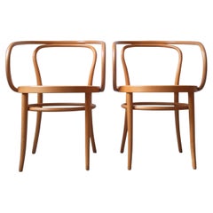 Paire de chaises vintage Thonet '209' en hêtre et rotin
