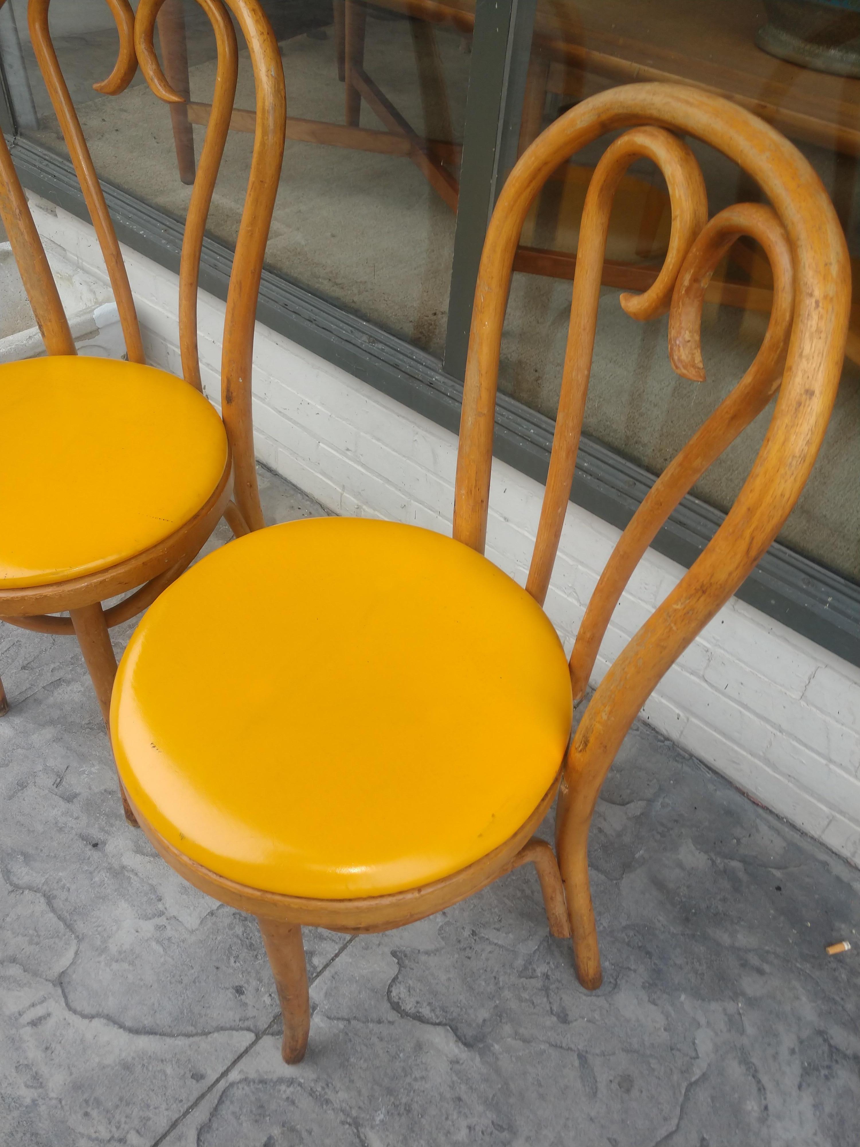 Modern Pair of Vintage Thonet Bentwood Cafe Dining Chairs, C1960