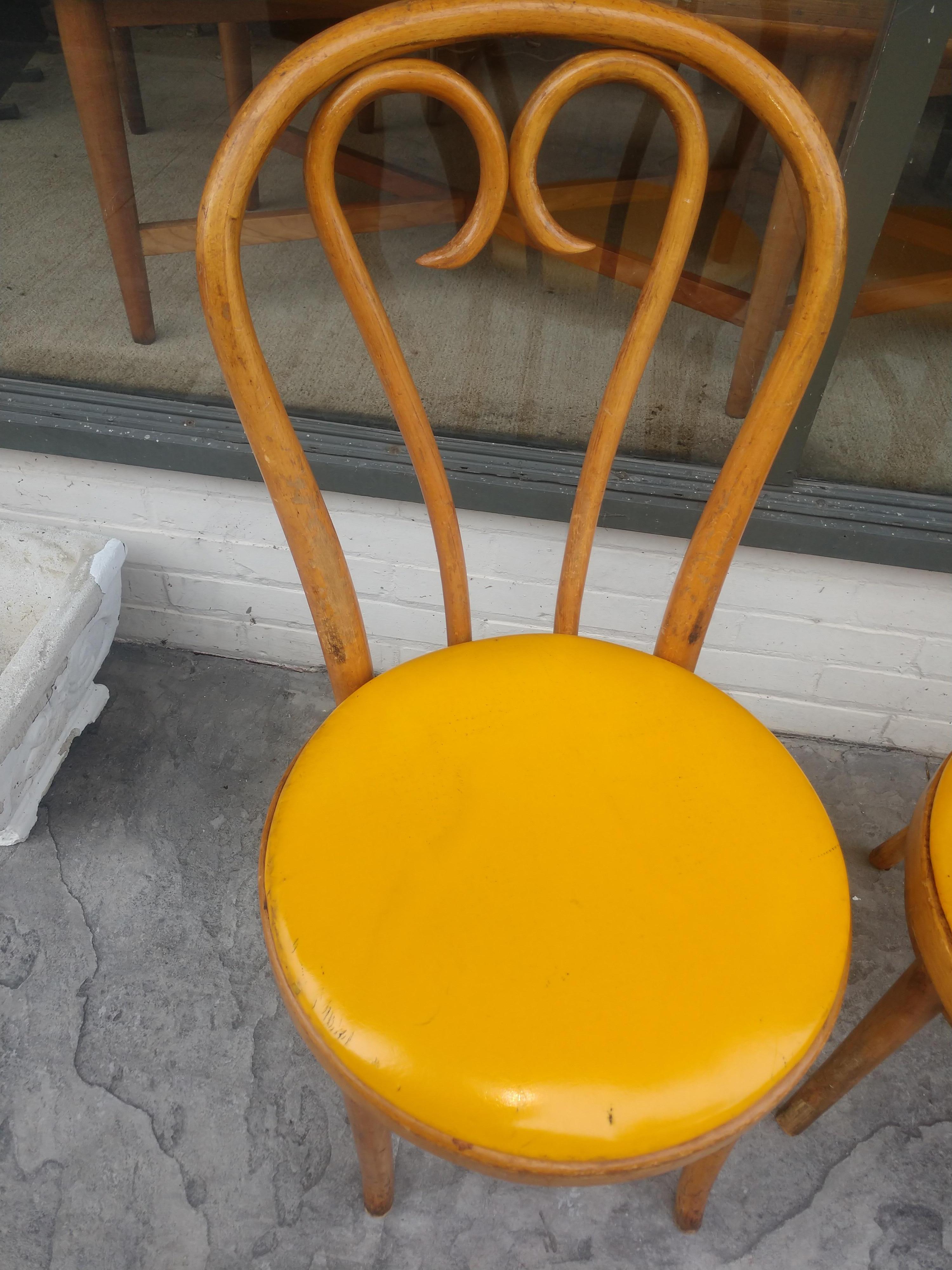 Czech Pair of Vintage Thonet Bentwood Cafe Dining Chairs, C1960