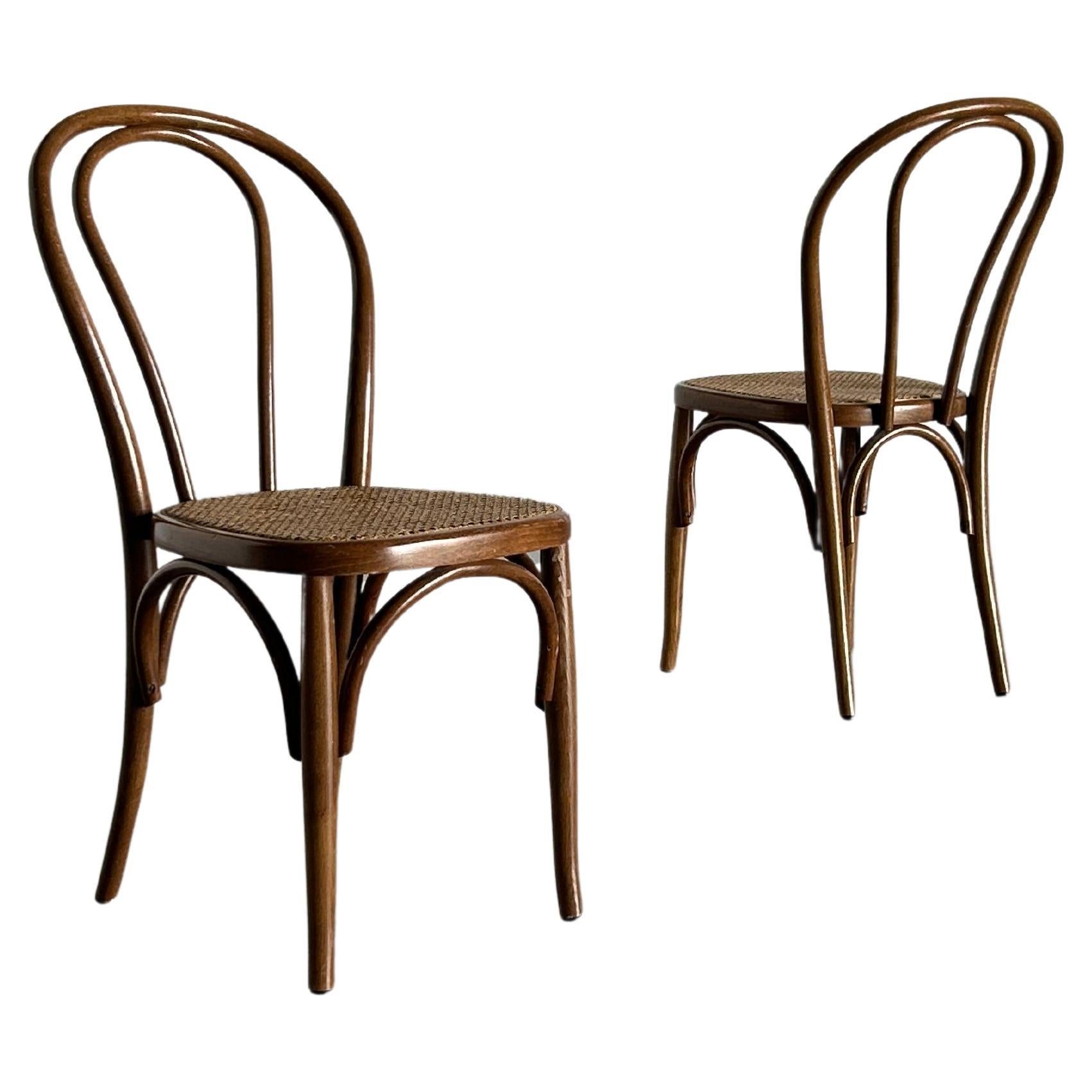 Pair of Vintage Thonet Bentwood Style Chairs No. 14 European Bistro Chairs, 70s